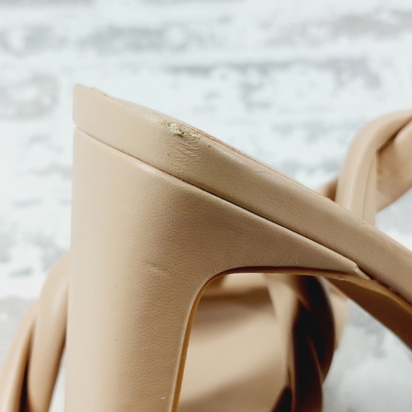 New Open Edit Remmy Twisted Strap Beige Square Toe Heeled Sandals W303 - Picture 12 of 16